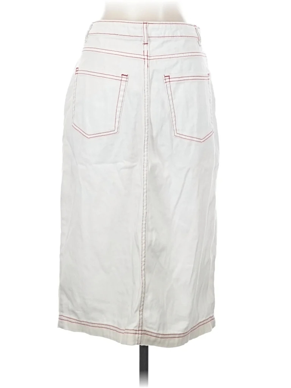 Urban Outfitters White Midi Denim Skirt with Orange Stitching - Picture 3 of 5